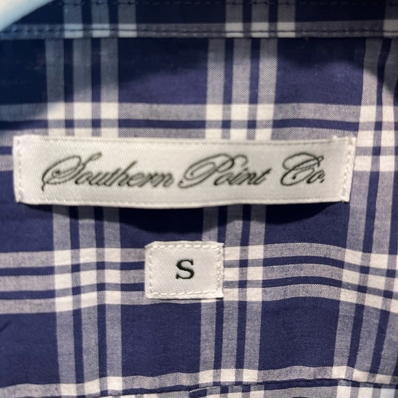 Southern Point Men's small Navy check button down shirt. Maybe worn once. - Picture 4 of 4